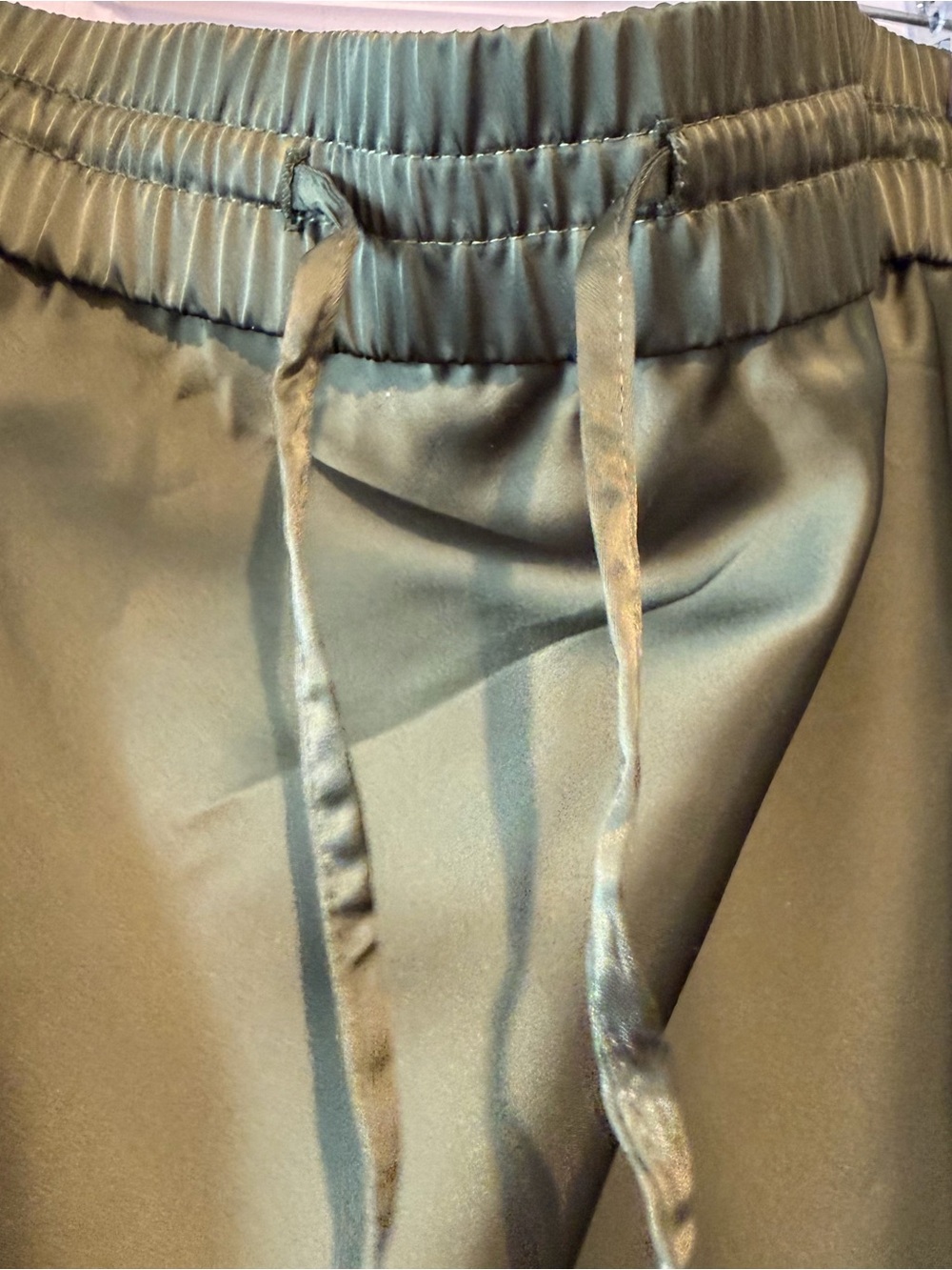 Saks Fifth Avenue Olive Satin Slip Skirt Size L - Picture 2 of 5